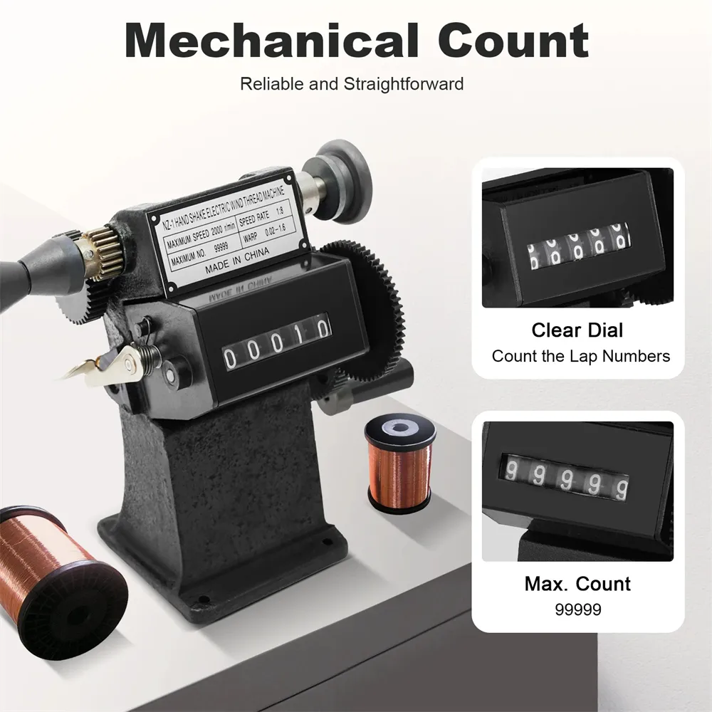 Manual Coil Winder Counter Machine Cast Iron Frame Steel Gear Wire Diameter 02-26mm Mechanical Winding Tool Reliable Compact Design