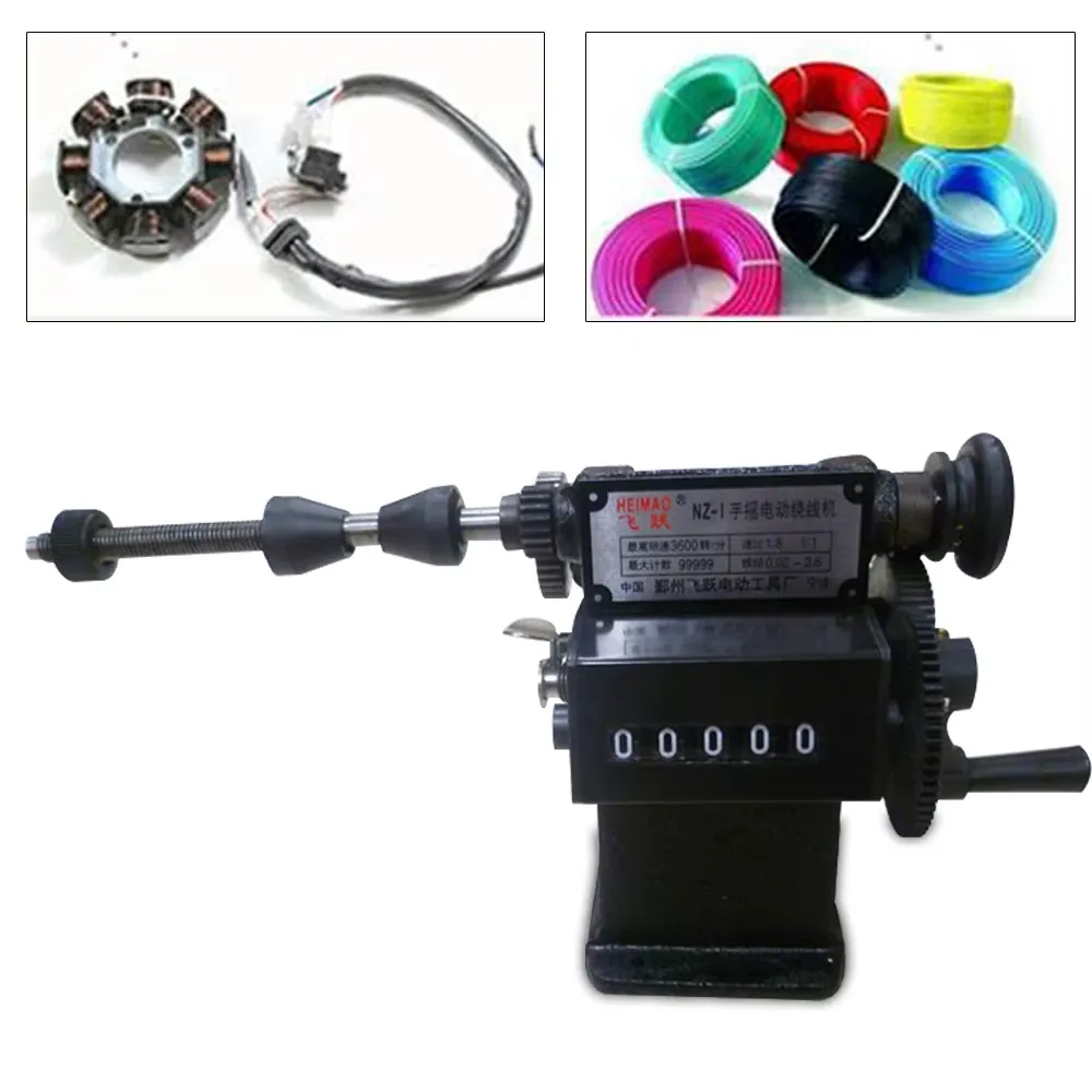 Manual Coil Winder Counter Machine Cast Iron Frame Steel Gear Wire Diameter 02-26mm Mechanical Winding Tool Reliable Compact Design