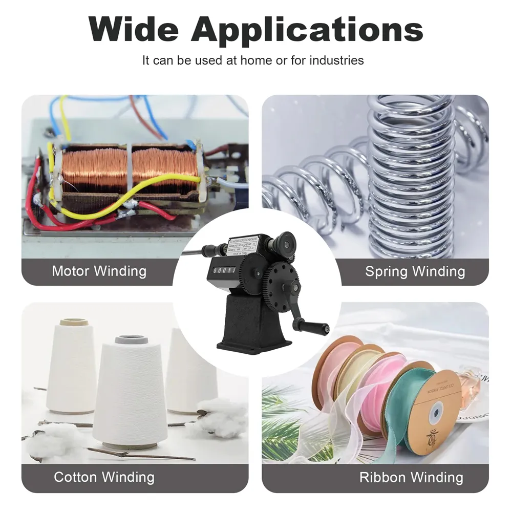 Manual Coil Winder Counter Machine Cast Iron Frame Steel Gear Wire Diameter 02-26mm Mechanical Winding Tool Reliable Compact Design