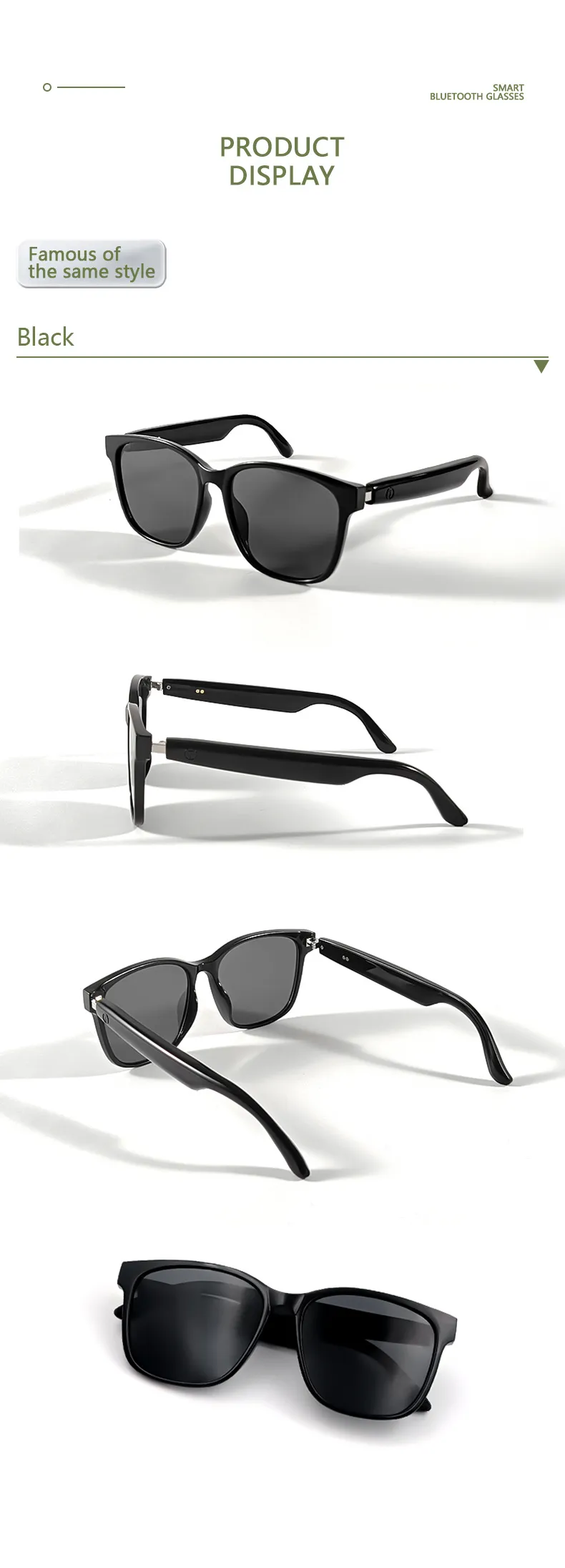 GS08 Smart bluetooth 5.3 Glasses Touch Control UV400 Protection IPX5 Waterproof 3D Stereo Sound Magnetic Charging for Outdoor Sports Activities GS08 Smart bluetooth 5.3 Glasses Touch Control UV400 Protection IPX5 Waterproof 3D Stereo Sound Magnetic Charging for Outdoor Sports Activities