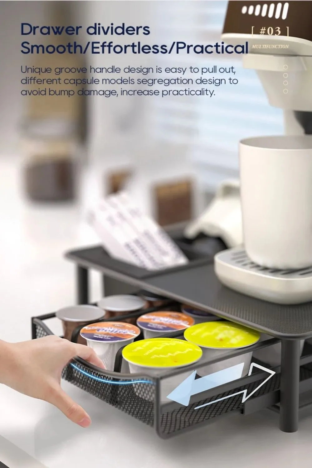 HiBREW Coffee Capsule Holder Drawer Organizer Compatible with NS DG K-Cup Capsules 20 Pods Storage Rack for H1B H2B Model