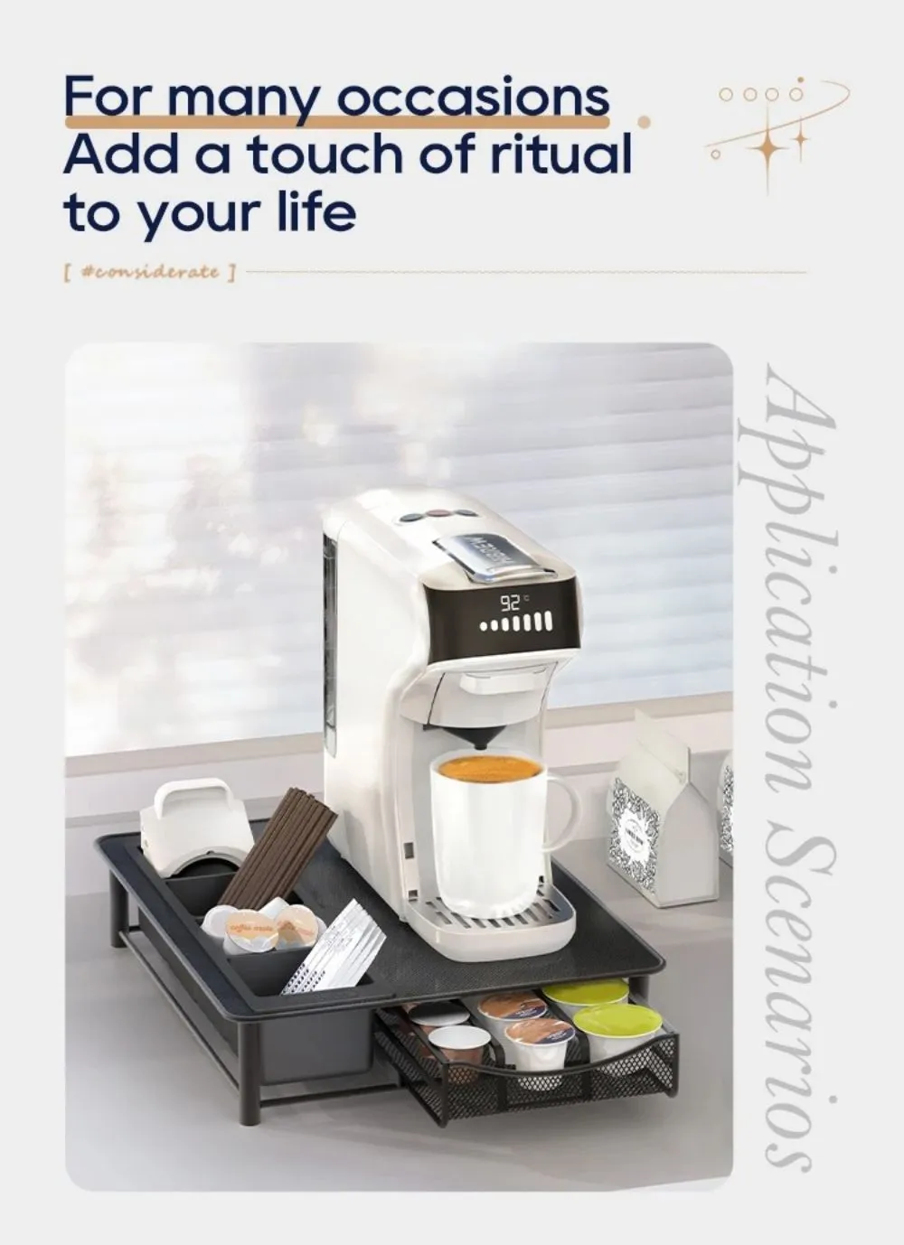 HiBREW Coffee Capsule Holder Drawer Organizer Compatible with NS DG K-Cup Capsules 20 Pods Storage Rack for H1B H2B Model
