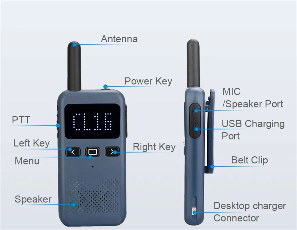 Retevis RB19 FRS RB619 PMR Walkie Talkie Portable Two Way Radio Type C USB Rechargeable for Hands Free Lightweight Compact Radio