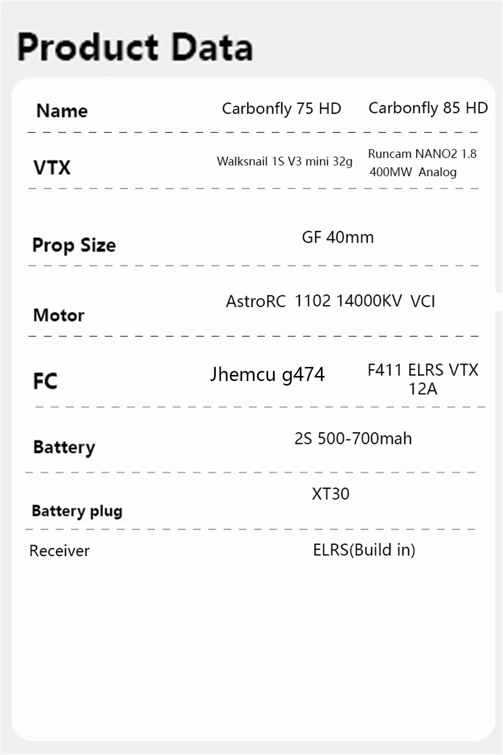AstroRC Carbonfly 75 Analog 75mm 2S ELRS 2.4GHz RC FPV Racing Drone BNF with 1102 14000KV Motors AstroRC Carbonfly 75 Analog 75mm 2S ELRS 2.4GHz RC FPV Racing Drone BNF with 1102 14000KV Motors
