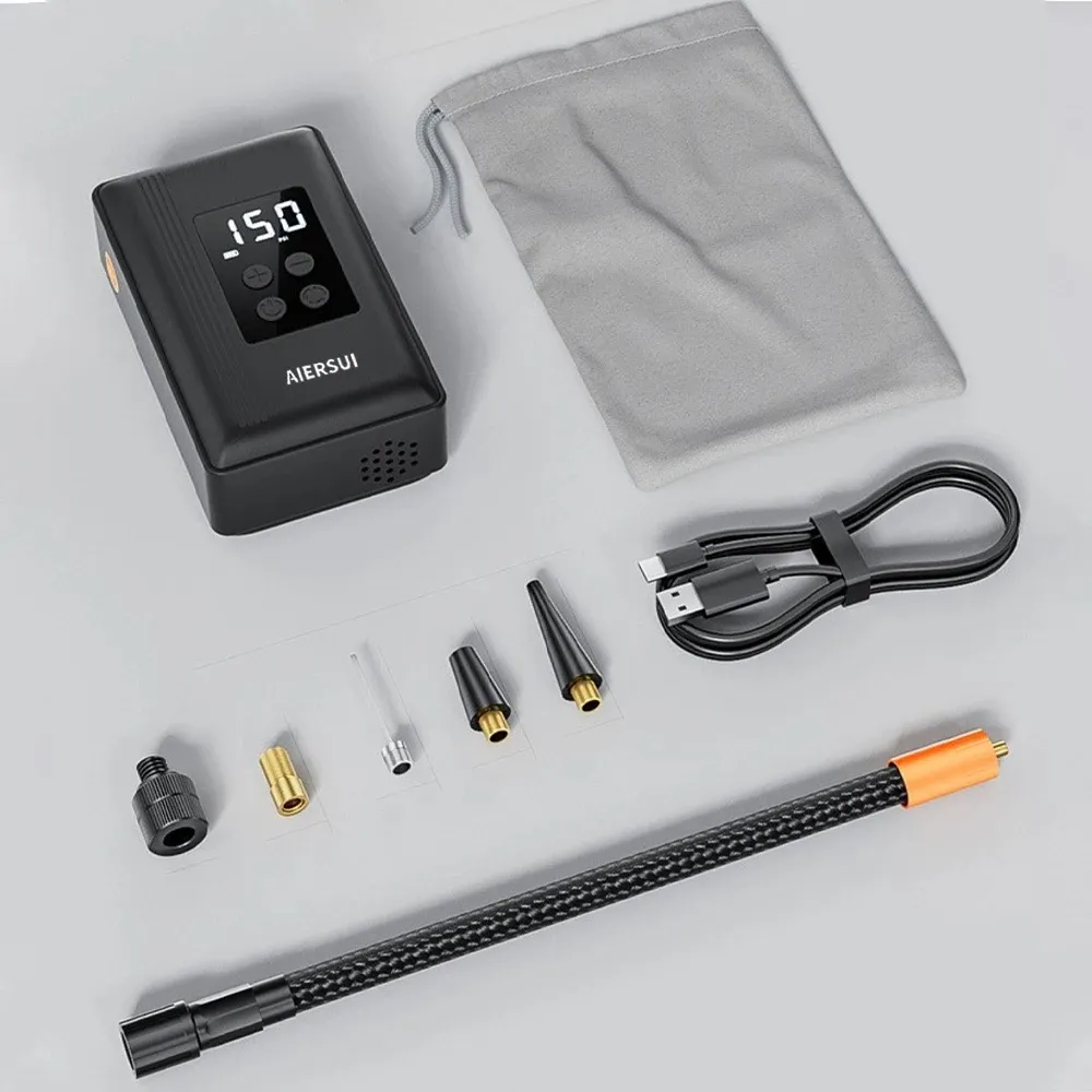 Mountain Road Bicycle Tire Inflator Smart Digital Display 150 PSI Portable Electric Air Pump USB Lightweight Design for Car Bicycle Ball
