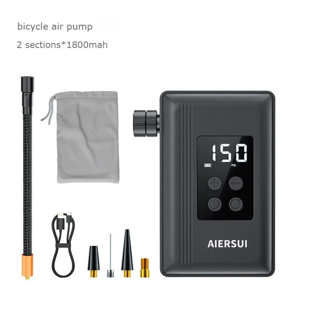 Mountain Road Bicycle Tire Inflator Smart Digital Display 150 PSI Portable Electric Air Pump USB Lightweight Design for Car Bicycle Ball