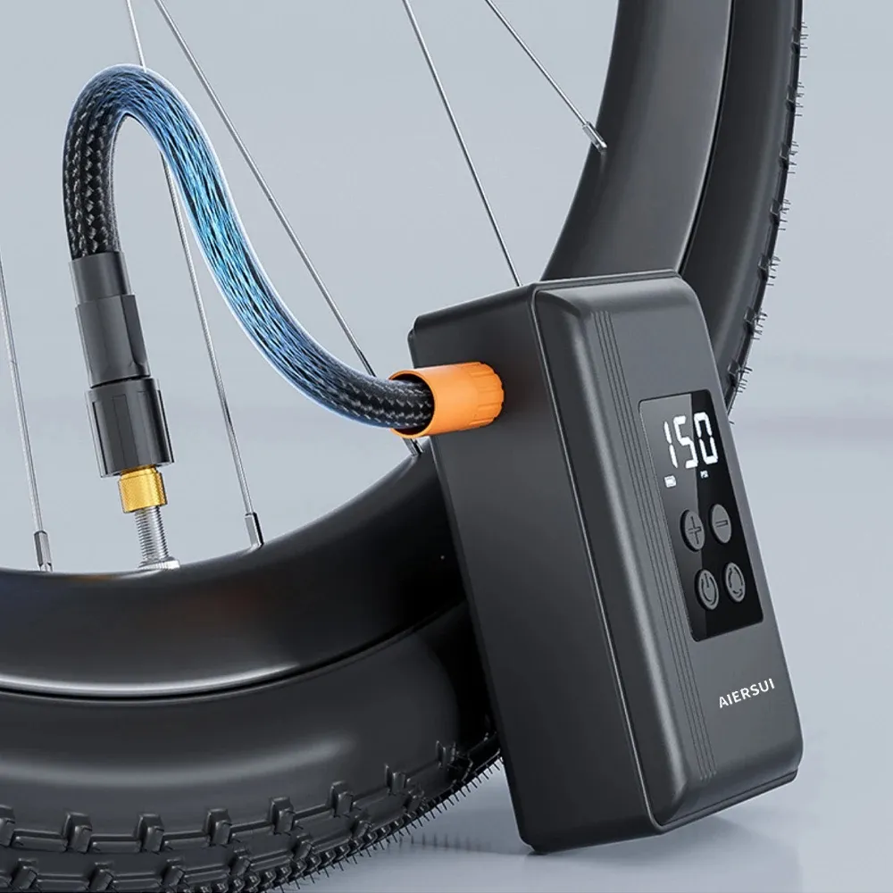 Mountain Road Bicycle Tire Inflator Smart Digital Display 150 PSI Portable Electric Air Pump USB Lightweight Design for Car Bicycle Ball