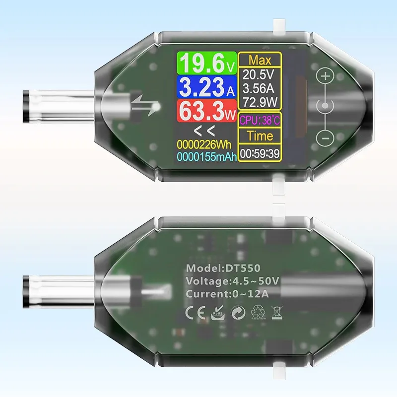 ATORCH DT550 Digital Voltage Current Tester DC4.5-50V Max 12A 600W Power Capacity Meter High Precision Energy Monitoring Device ATORCH DT550 Digital Voltage Current Tester DC4.5-50V Max 12A 600W Power Capacity Meter High Precision Energy Monitoring Device