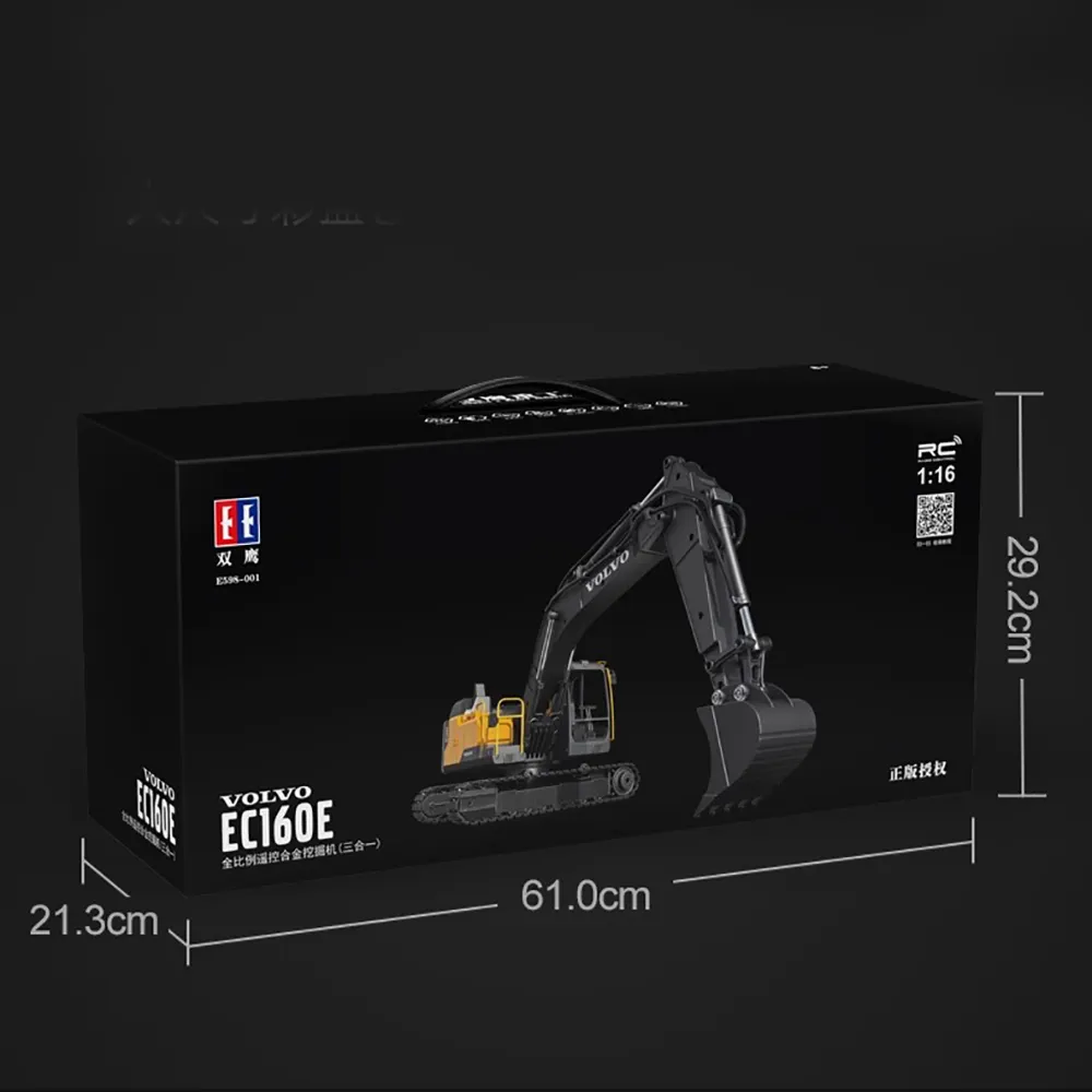 DOUBLE E E598 1/16 2.4G 17CH Alloy Remote Control RC Excavator 360°Spin For Volvo Authorization