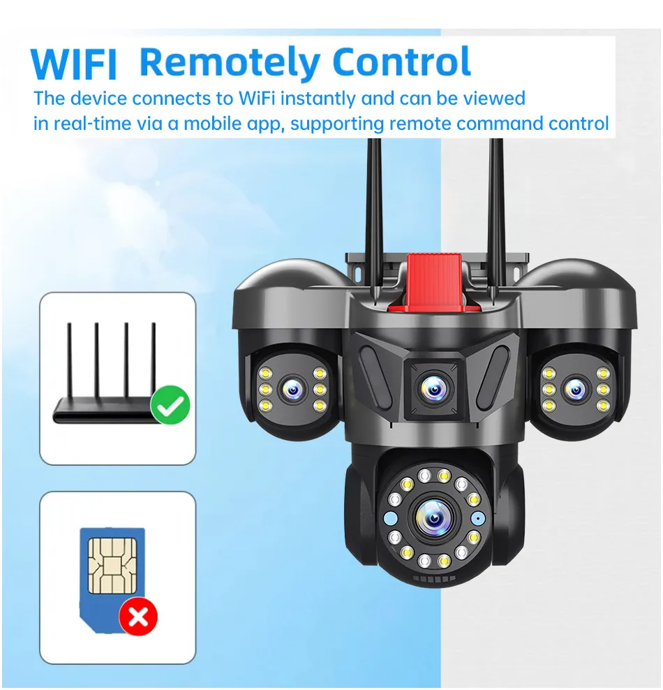 Guudgo 6MP Triple Lens Security Camera Wireless Outdoor WiFi 360° View 10X Zoom Color Night Vision Human Detect 2 Way Audio IP66 Waterproof CCTV Cameras Guudgo 6MP Triple Lens Security Camera Wireless Outdoor WiFi 360° View 10X Zoom Color Night Vision Human Detect 2 Way Audio IP66 Waterproof CCTV Cameras