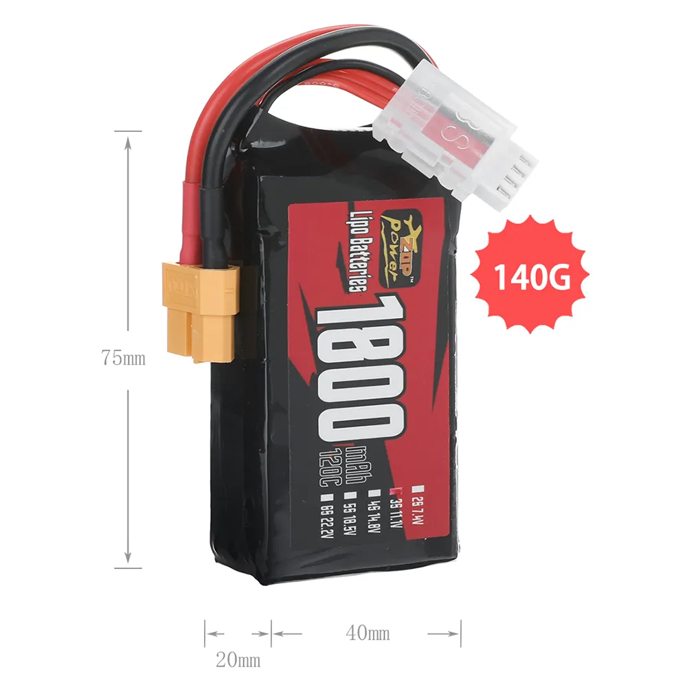 ZOP Power 11.1V 1800mAh 120C 3S LiPo Battery XT60 Plug for RC Drone