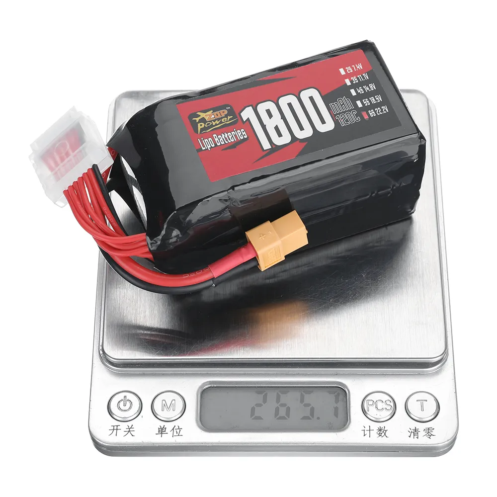 ZOP Power 22.2V 1800mAh 120C 6S LiPo Battery XT60 Plug for RC Drone