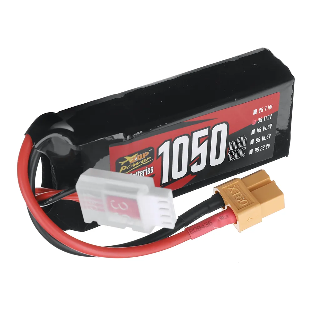 ZOP Power 11.1V 1050mAh 150C 3S LiPo Battery XT60 Plug for RC Drone ZOP Power 11.1V 1050mAh 150C 3S LiPo Battery XT60 Plug for RC Drone