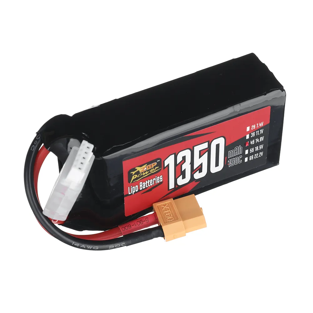 ZOP Power 14.8V 1350mAh 150C 4S LiPo Battery XT60 Plug for RC Drone ZOP Power 14.8V 1350mAh 150C 4S LiPo Battery XT60 Plug for RC Drone