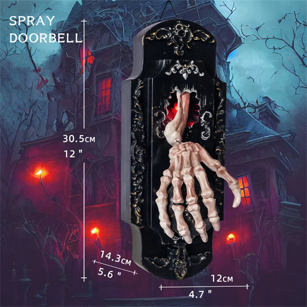 Elfeland Halloween Spooky Doorbell Sensor Spray Door Lock Luminous Audible Touch Sound Induction Venue Layout Haunted House