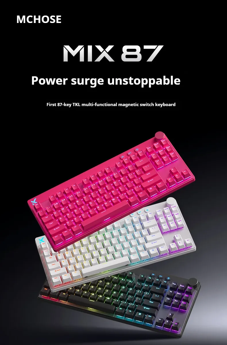 MCHOSE Mix87 HE Magnetic Mechanical Keyboard with Volume Knob ARGB Light Apollo Switch Customization Wired Esports Gaming Keyboard MCHOSE Mix87 HE Magnetic Mechanical Keyboard with Volume Knob ARGB Light Apollo Switch Customization Wired Esports Gaming Keyboard