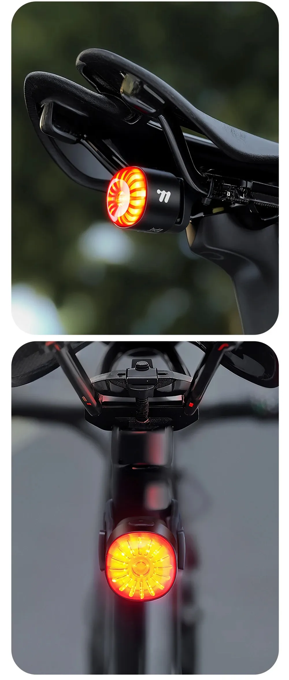WEST BIKING 80LM Smart Dynamic Brake Sensing Bicycle Taillight 400mAh Battery Type-C Fast Charging IP65 Waterproof Vibration-sensing Bike Rear Light for MTB Night Cycling