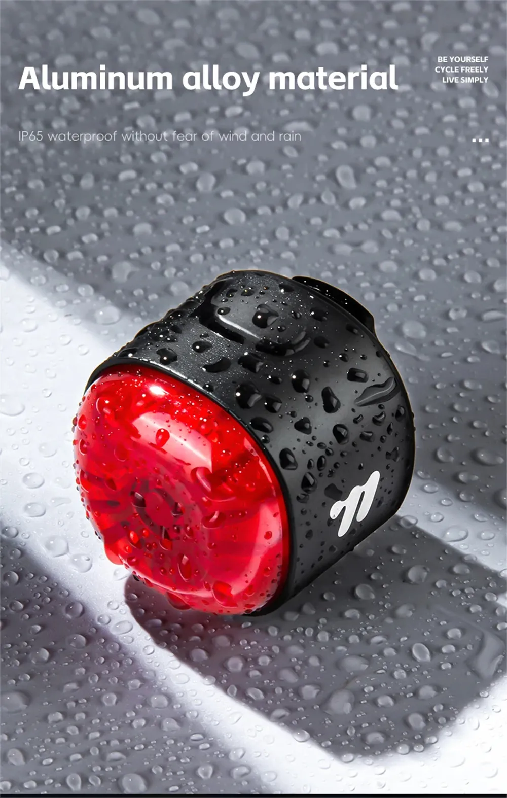 WEST BIKING 80LM Smart Dynamic Brake Sensing Bicycle Taillight 400mAh Battery Type-C Fast Charging IP65 Waterproof Vibration-sensing Bike Rear Light for MTB Night Cycling