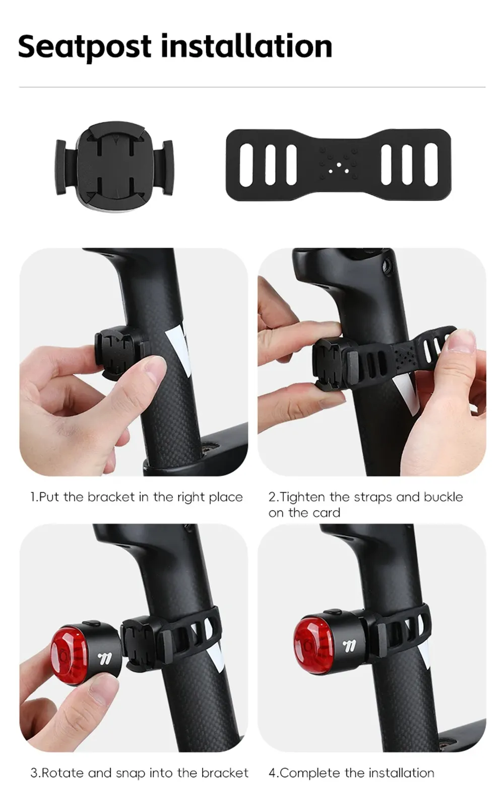 WEST BIKING 80LM Smart Dynamic Brake Sensing Bicycle Taillight 400mAh Battery Type-C Fast Charging IP65 Waterproof Vibration-sensing Bike Rear Light for MTB Night Cycling