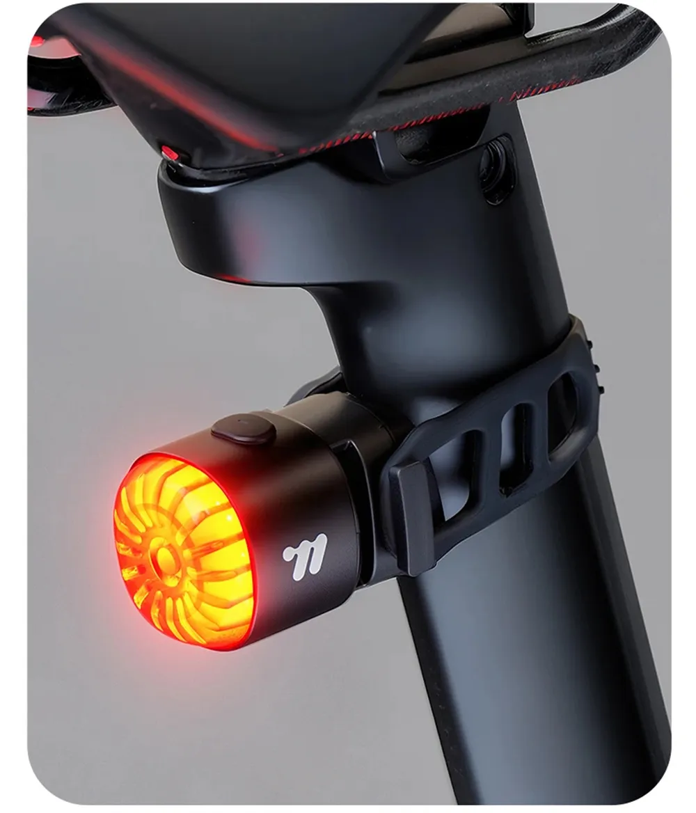 WEST BIKING 80LM Smart Dynamic Brake Sensing Bicycle Taillight 400mAh Battery Type-C Fast Charging IP65 Waterproof Vibration-sensing Bike Rear Light for MTB Night Cycling