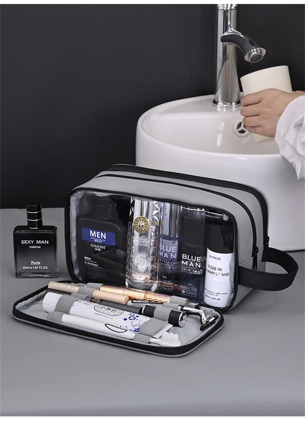 IPRee Men's Makeup Bag 3 Layer Elite Series Large Capacity Men's Toiletry Bag Travel Essentials Portable Premium Cosmetics Organizer Bag IPRee Men's Makeup Bag 3 Layer Elite Series Large Capacity Men's Toiletry Bag Travel Essentials Portable Premium Cosmetics Organizer Bag