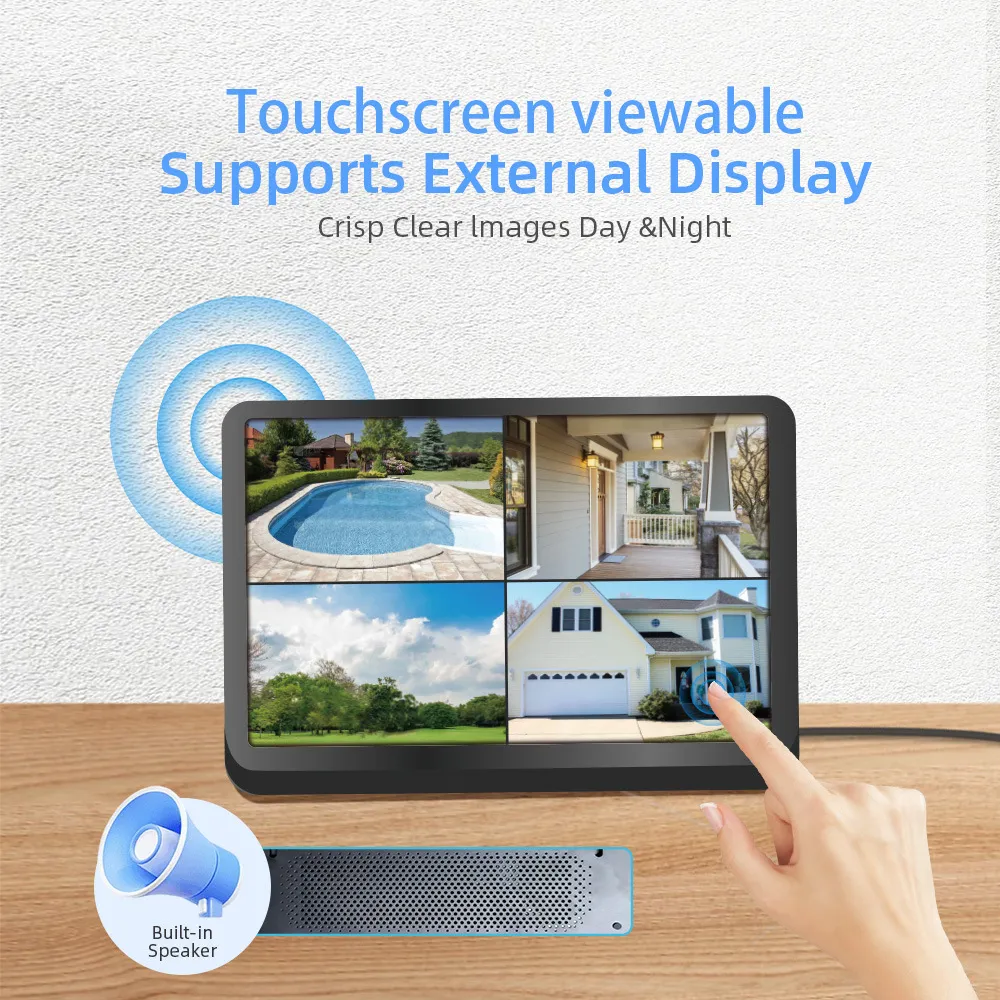 Guudgo 6MP HD 4CH Wireless Security Camera System Dual Lens WiFi Indoor Outdoor IP66 Weatherproof Night Vision 2 Way Audio Human Tracking for Home Surveillance CCTV Cameras
