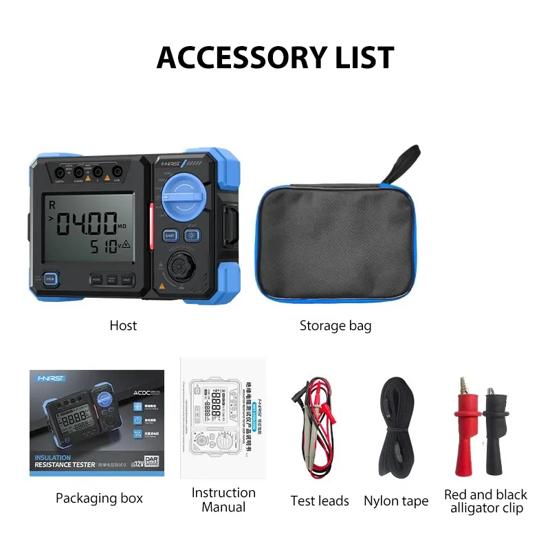 FNIRSI MRT1050 Insulation Resistance Tester AC DC Voltage Meter 100V to 1000V High Accuracy Portable Electrical Testing FNIRSI MRT1050 Insulation Resistance Tester AC DC Voltage Meter 100V to 1000V High Accuracy Portable Electrical Testing