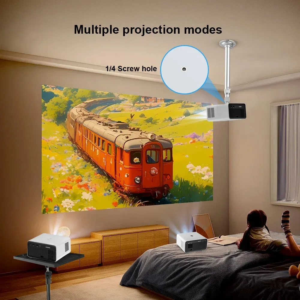 ThundeaL TD85W Portable Full HD 1080P Android 12 Projector 14000 Lumens WiFi 6 & bluetooth-Compatible Auto Focus Keystone Correction Home Theater Built-in 5W Speaker Mini Smart Projector