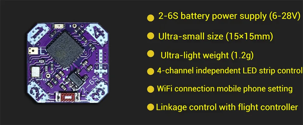 OrangeFPV Mini RGB LED Controller 4 Channel 2-6S Wireless WiFi Setup for FPV Racing Drone Light Strip OrangeFPV Mini RGB LED Controller 4 Channel 2-6S Wireless WiFi Setup for FPV Racing Drone Light Strip