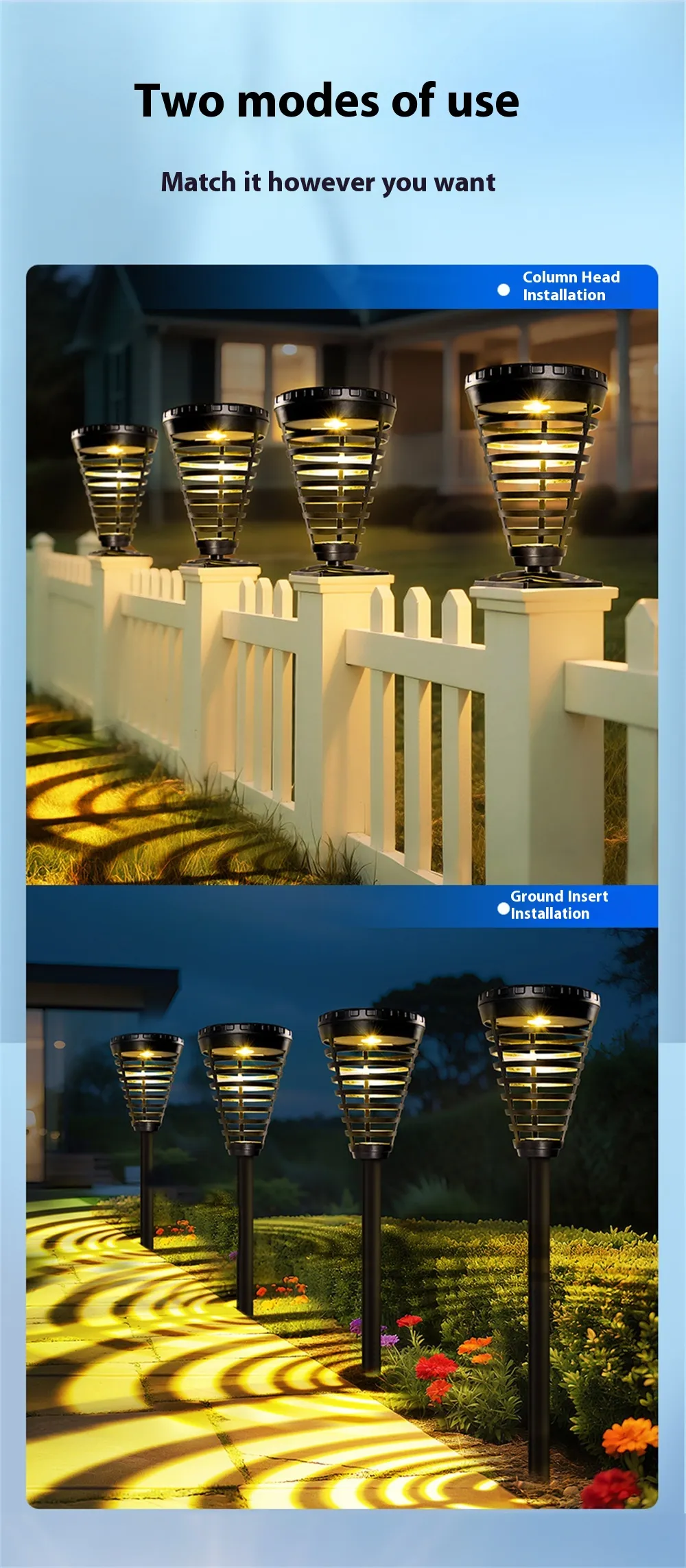 Elfeland Solar-Powered Outdoor Sensor Halloween Festival Decorative Atmosphere Lights, Outdoor Waterproof Solar Garden Light
