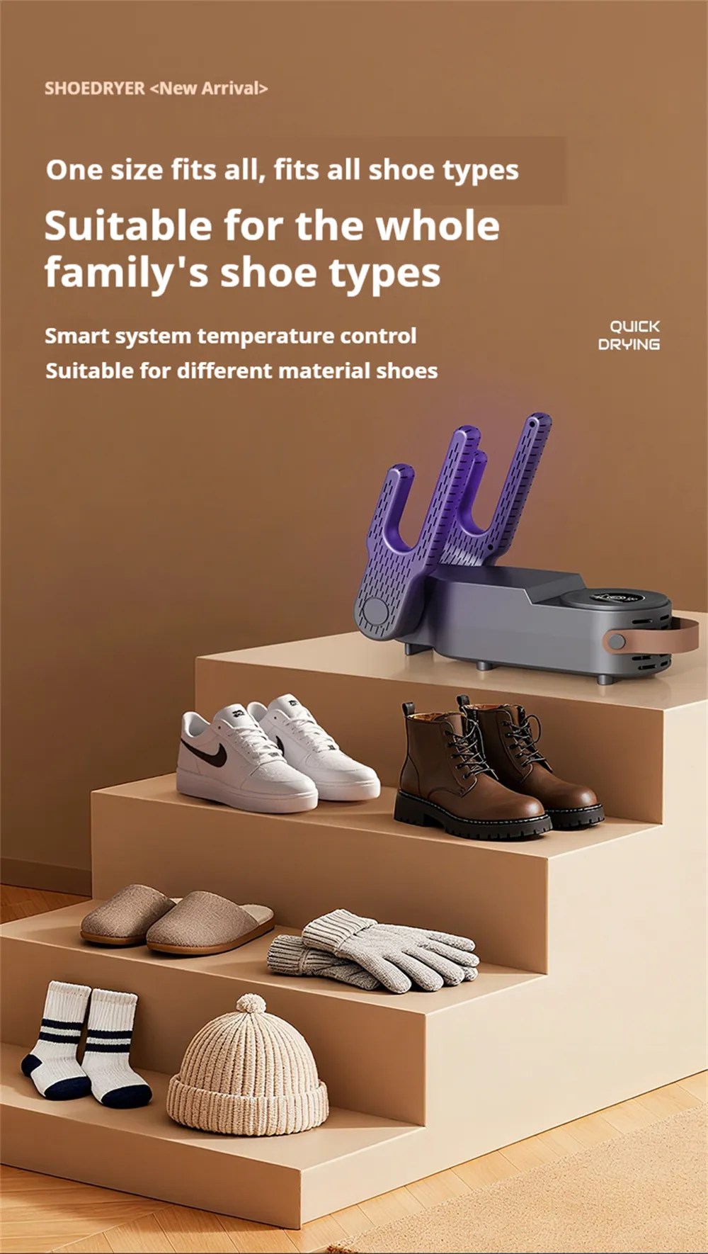 Tevorex Retractable Shoe Dryer Household Folding Timing Shoe Dryer Smart Touch Screen Automatic Hot Air To Remove Odor Shoe Drye