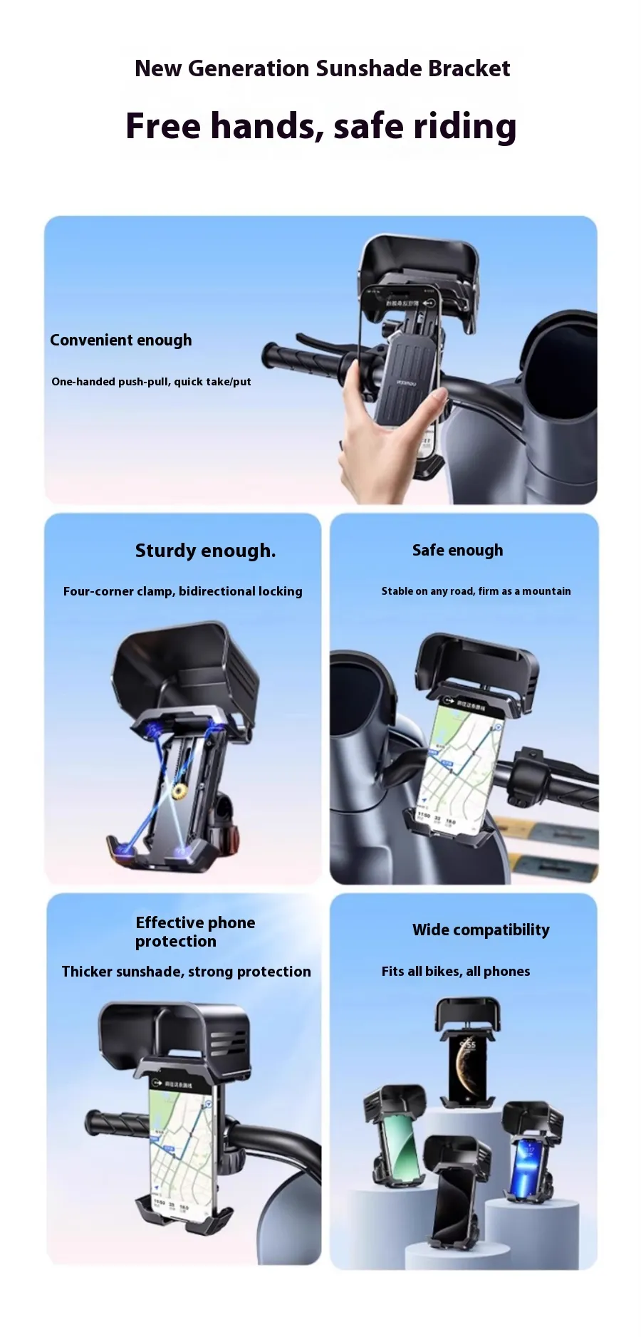 UGREEN LP919 Electric Vehicle Mount for 5.5-7.2 inch Smartphones 360° Rotation Shock Absorption Universal Motorcycle Bicycle Handlebar Holder UGREEN LP919 Electric Vehicle Mount for 5.5-7.2 inch Smartphones 360° Rotation Shock Absorption Universal Motorcycle Bicycle Handlebar Holder
