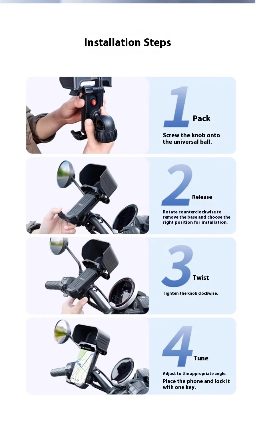 UGREEN LP919 Electric Vehicle Mount for 5.5-7.2 inch Smartphones 360° Rotation Shock Absorption Universal Motorcycle Bicycle Handlebar Holder UGREEN LP919 Electric Vehicle Mount for 5.5-7.2 inch Smartphones 360° Rotation Shock Absorption Universal Motorcycle Bicycle Handlebar Holder
