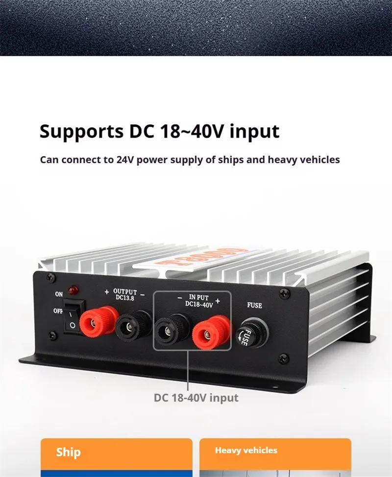 T8000 Voltage Converter DC18-40V to 13.8V 45A High Power Transformer Compact Design Efficient Converter for Marine Car Radio Amplifier Systems T8000 Voltage Converter DC18-40V to 13.8V 45A High Power Transformer Compact Design Efficient Converter for Marine Car Radio Amplifier Systems
