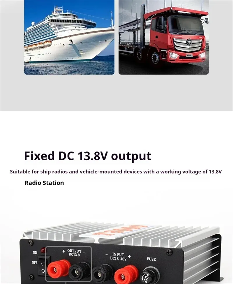 T8000 Voltage Converter DC18-40V to 13.8V 45A High Power Transformer Compact Design Efficient Converter for Marine Car Radio Amplifier Systems T8000 Voltage Converter DC18-40V to 13.8V 45A High Power Transformer Compact Design Efficient Converter for Marine Car Radio Amplifier Systems