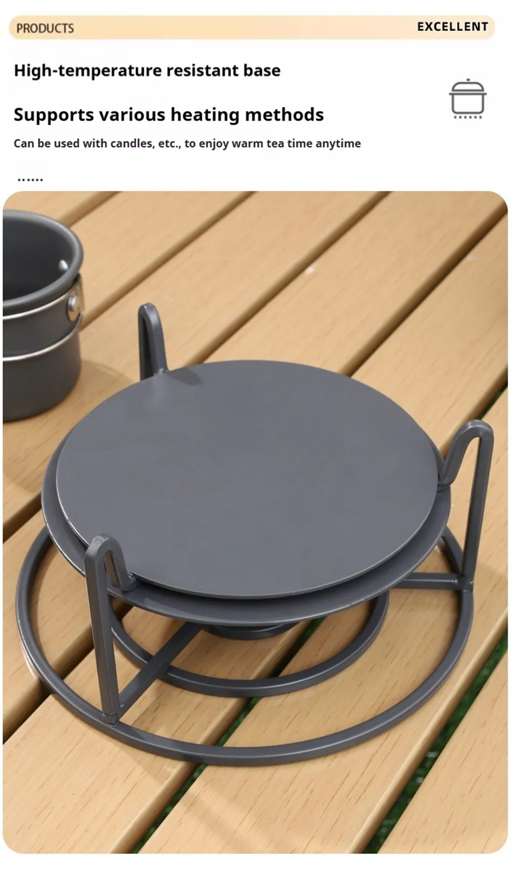 IPRee Candle Heating Tea Warmer Household Thickened Teapot Heating Base Outdoor Portable Tea Stove New Metal Tea Ceremony Accessories IPRee Candle Heating Tea Warmer Household Thickened Teapot Heating Base Outdoor Portable Tea Stove New Metal Tea Ceremony Accessories