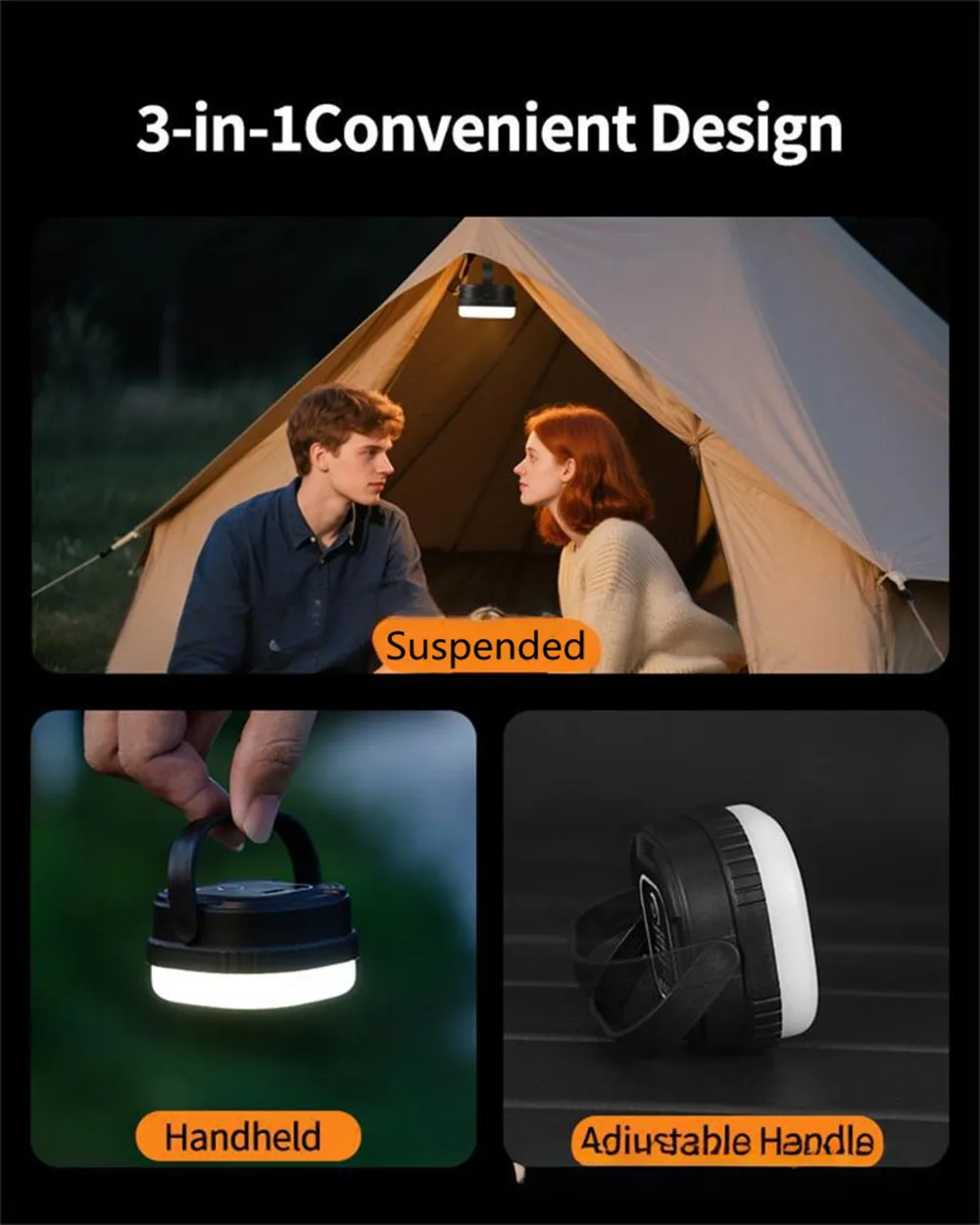 IPRee Mini Camping Light Rechargeable Magnetic Work Lamp with Built-in Lithium Battery, Waterproof Outdoor Repair Lantern Emergency Light