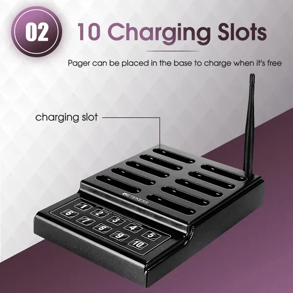 Retekess TD174 10 Channels Restaurant Pager CoasterVibrator Buzzers Small Size Paging System for Coffee Church Clinic Food Truck Bar Club