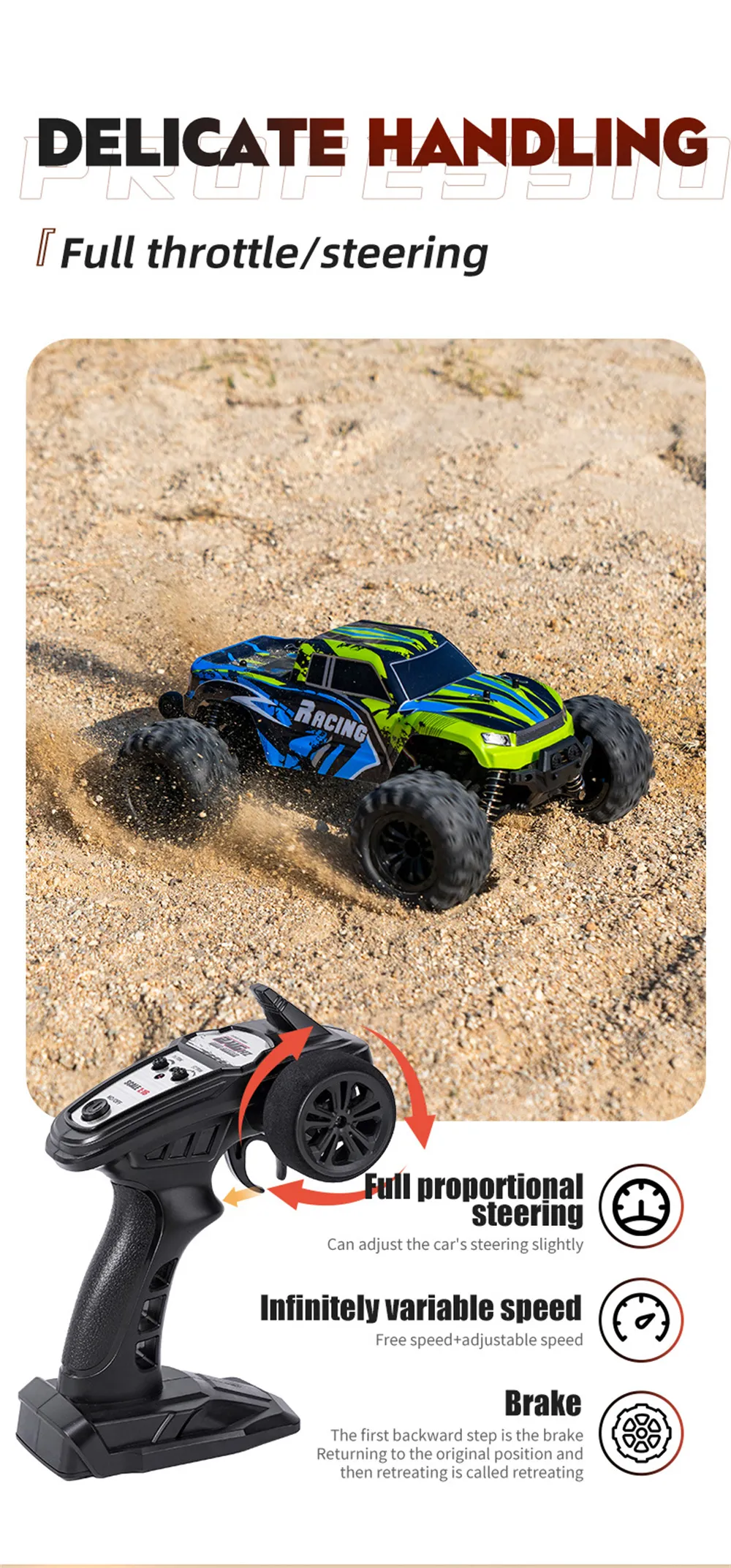 HLX HY166-1 HY166-2 RTR 1/16 2.4G 4WD 36km/h RC Car Off-Road Truck Full Proportional High Speed Large Foot Vehicles Models Toys
