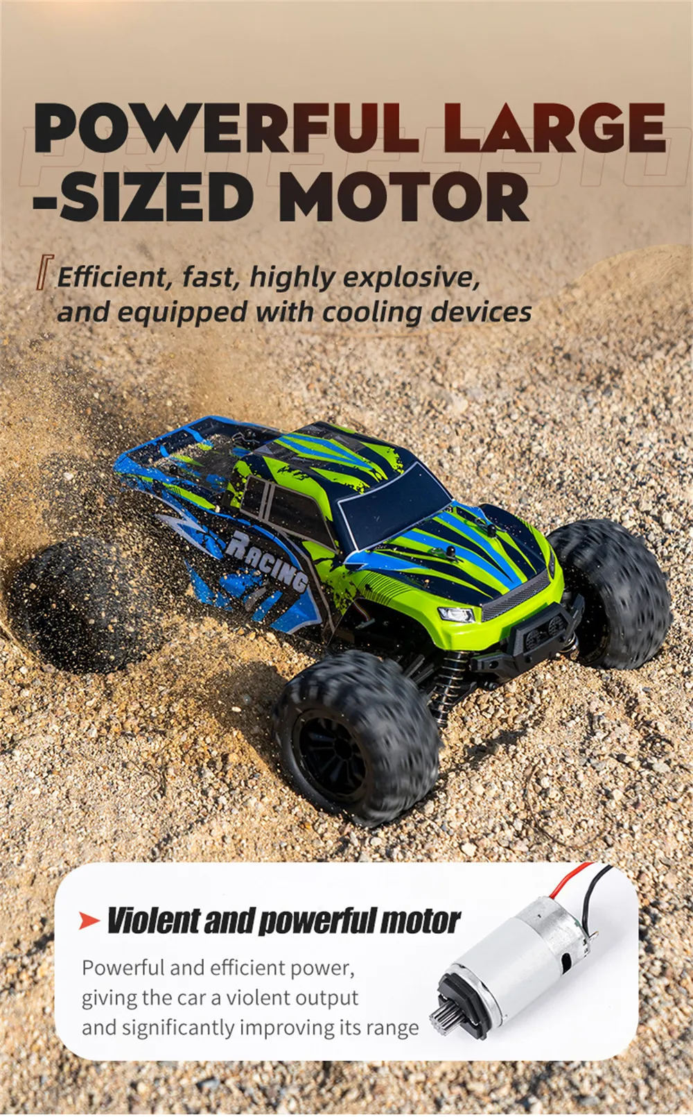 HLX HY166-1 HY166-2 RTR 1/16 2.4G 4WD 36km/h RC Car Off-Road Truck Full Proportional High Speed Large Foot Vehicles Models Toys