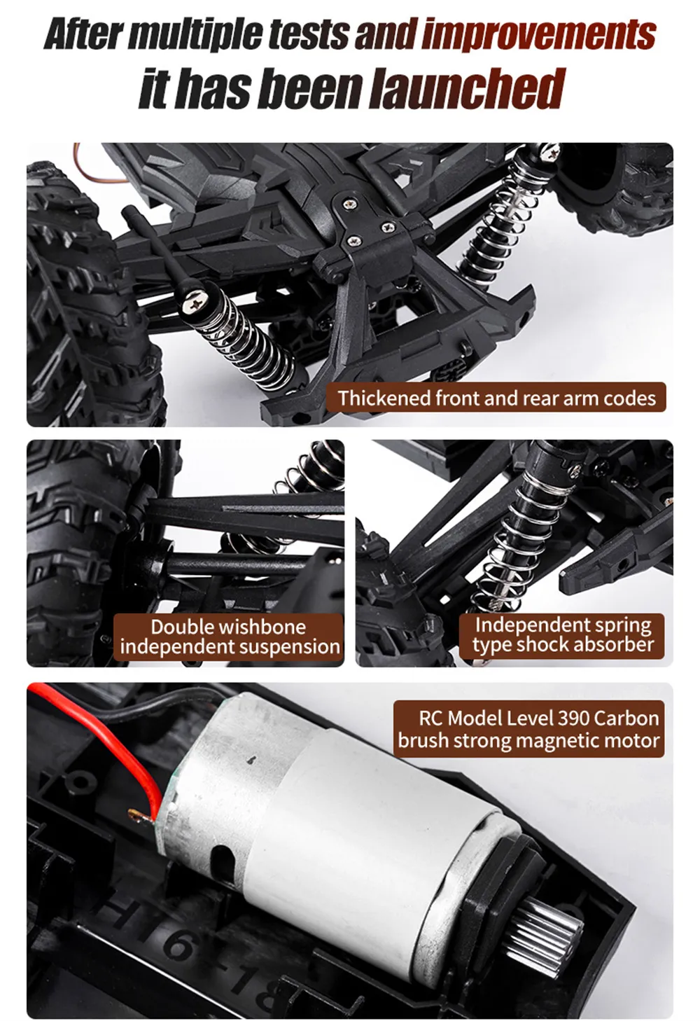 HLX HY166-1 HY166-2 RTR 1/16 2.4G 4WD 36km/h RC Car Off-Road Truck Full Proportional High Speed Large Foot Vehicles Models Toys