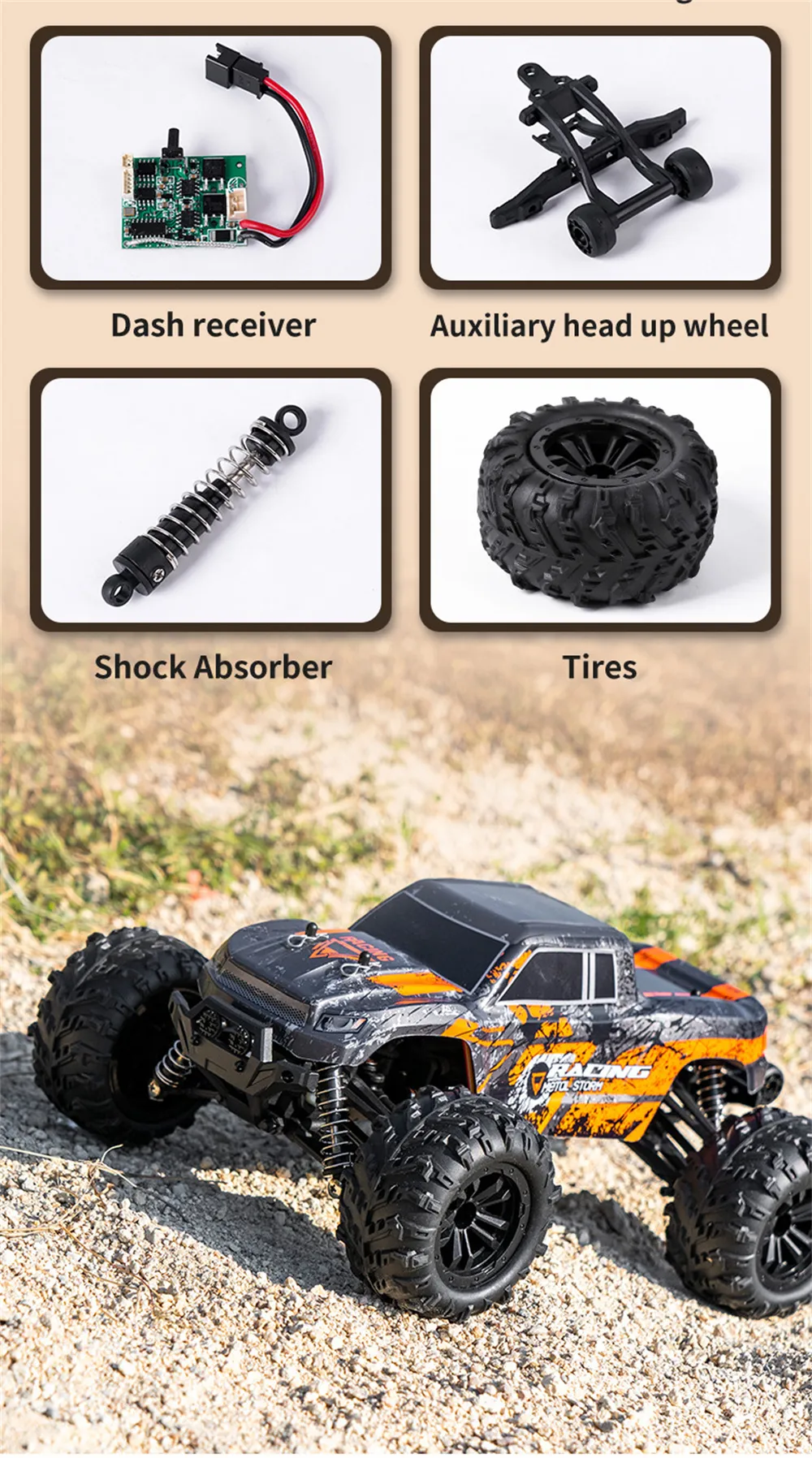 HLX HY166-1 HY166-2 RTR 1/16 2.4G 4WD 36km/h RC Car Off-Road Truck Full Proportional High Speed Large Foot Vehicles Models Toys