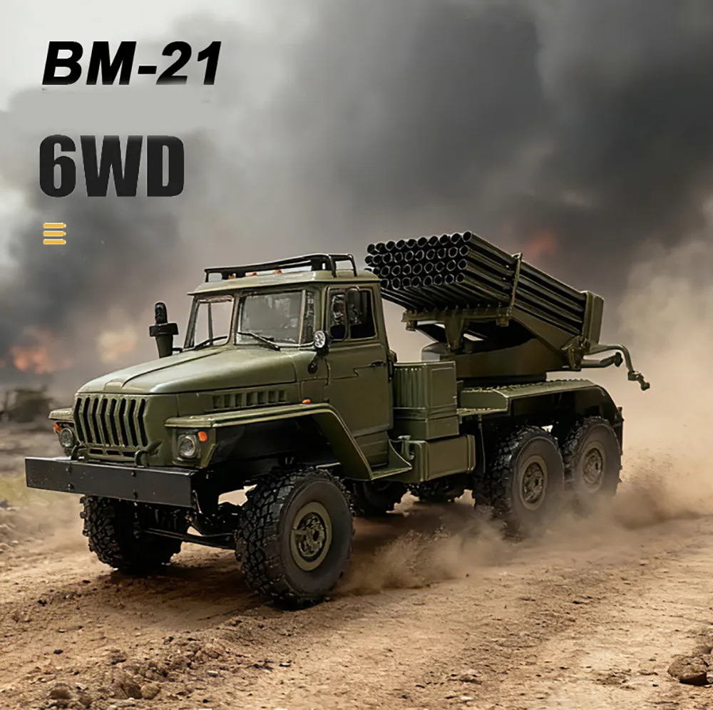 WPL B36-2 1/16 2.4G 6WD RTR Rc Car Hail Rocket Launcher BM-21 Military Truck Rock Crawler Vehicle Models Toy Proportional Control WPL B36-2 1/16 2.4G 6WD RTR Rc Car Hail Rocket Launcher BM-21 Military Truck Rock Crawler Vehicle Models Toy Proportional Control