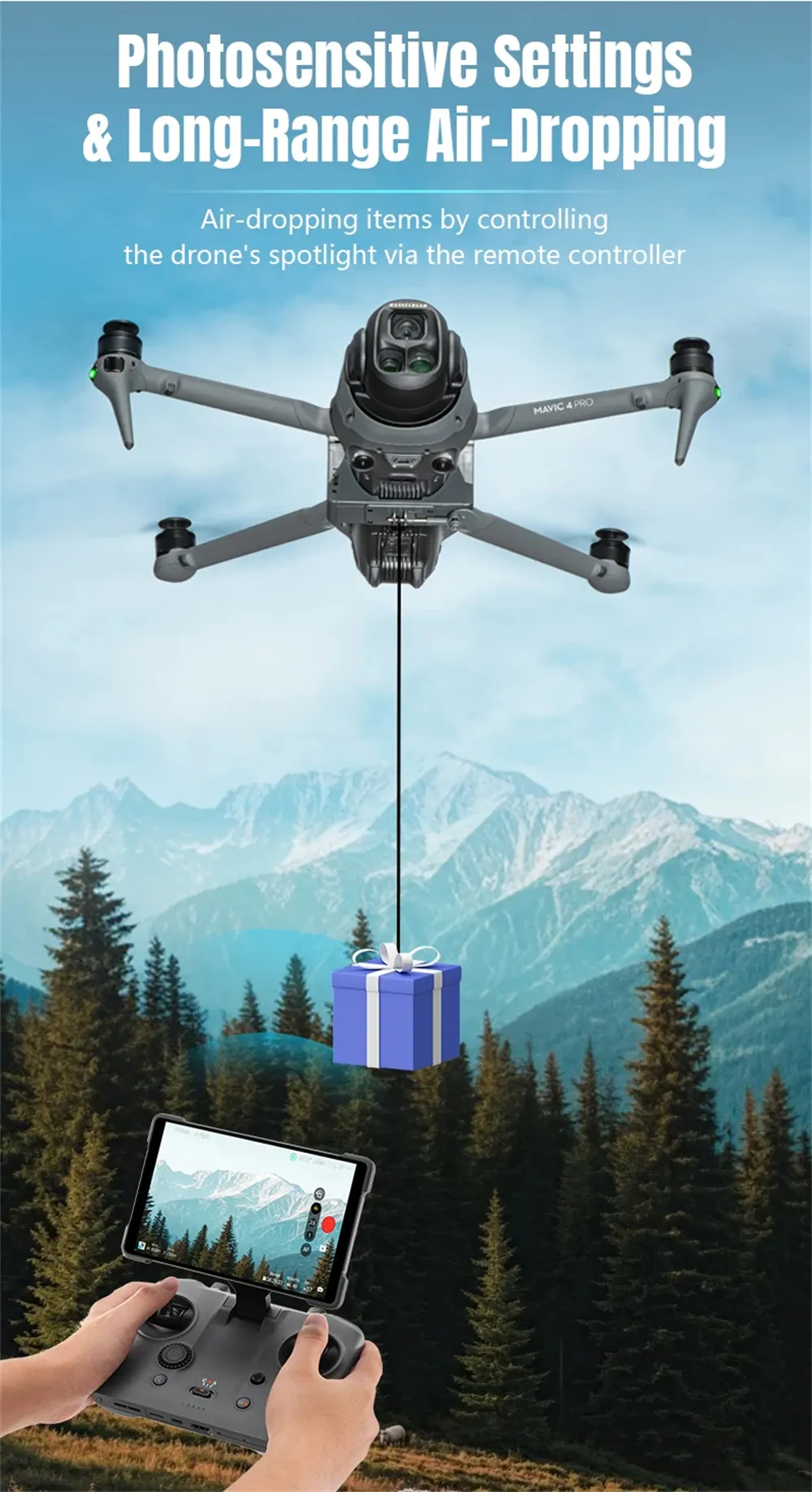 STARTRC Light-Sensitive Control Airdrop Air Dropping System Remote Thrower Transport Gift Delivery Device for DJI Mavic 4 PRO RC Drone STARTRC Light-Sensitive Control Airdrop Air Dropping System Remote Thrower Transport Gift Delivery Device for DJI Mavic 4 PRO RC Drone
