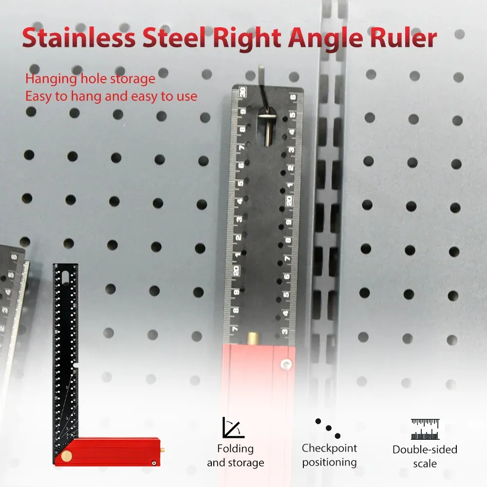 Onkel.J 300mm Metric Aluminum Alloy Multi Angle Measuring Ruler Foldable Carpenter Square Compact Layout Tool 90 Degree Framing Onkel.J 300mm Metric Aluminum Alloy Multi Angle Measuring Ruler Foldable Carpenter Square Compact Layout Tool 90 Degree Framing
