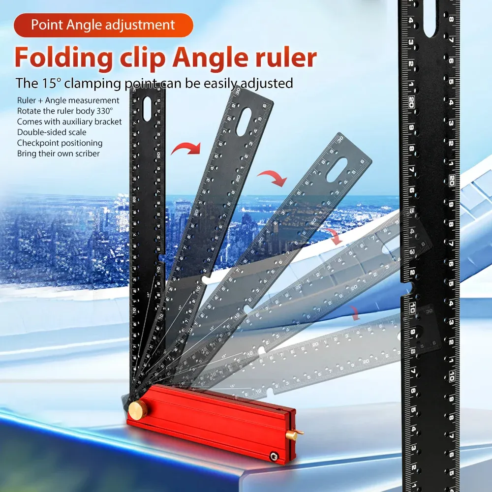 Onkel.J 300mm Metric Aluminum Alloy Multi Angle Measuring Ruler Foldable Carpenter Square Compact Layout Tool 90 Degree Framing Onkel.J 300mm Metric Aluminum Alloy Multi Angle Measuring Ruler Foldable Carpenter Square Compact Layout Tool 90 Degree Framing