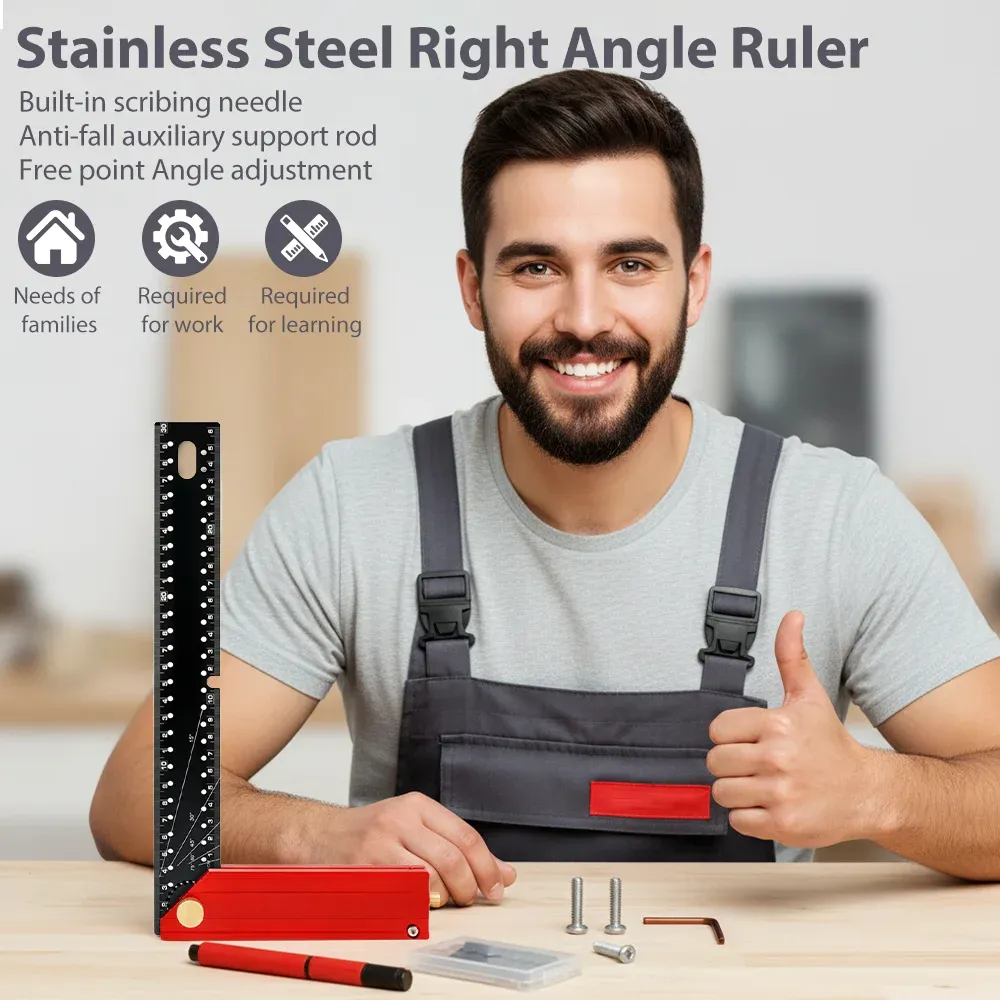 Onkel.J 300mm Metric Aluminum Alloy Multi Angle Measuring Ruler Foldable Carpenter Square Compact Layout Tool 90 Degree Framing Onkel.J 300mm Metric Aluminum Alloy Multi Angle Measuring Ruler Foldable Carpenter Square Compact Layout Tool 90 Degree Framing