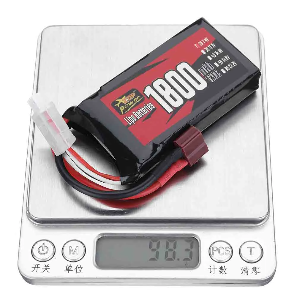 ZOP Power 7.4V 1800mAh 120C 2S LiPo Battery T Plug for RC Car