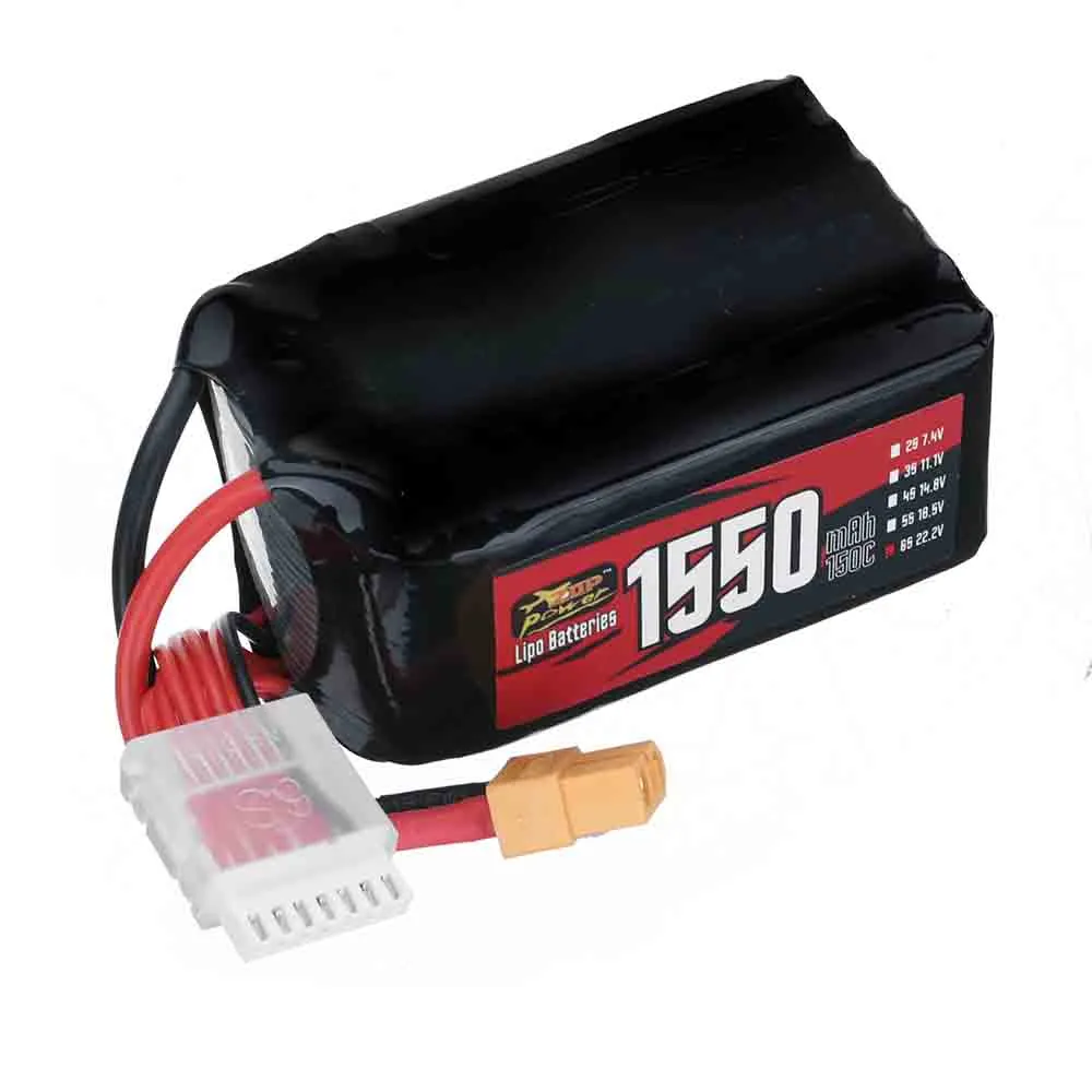 ZOP Power 22.2V 1550mAh 150C 6S LiPo Battery XT60 Plug for RC Drone ZOP Power 22.2V 1550mAh 150C 6S LiPo Battery XT60 Plug for RC Drone