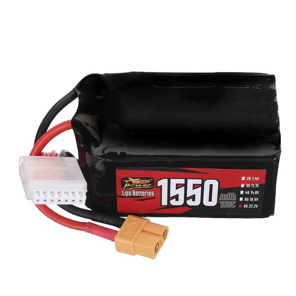 ZOP Power 22.2V 1550mAh 150C 6S LiPo Battery XT60 Plug for RC Drone ZOP Power 22.2V 1550mAh 150C 6S LiPo Battery XT60 Plug for RC Drone